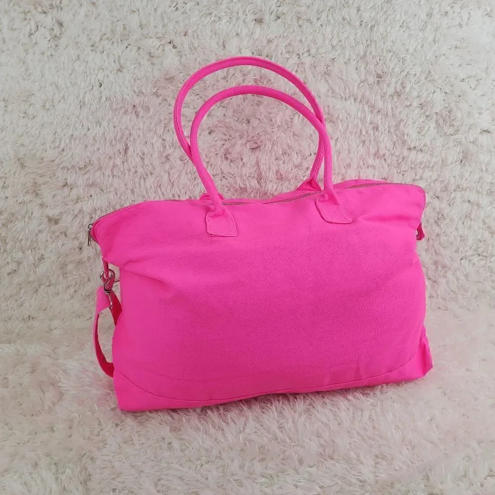 NWT Victoria's Secret Weekender Tote Bag Hot Pinl Canvass NWT